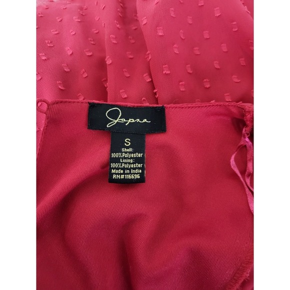 Japna Red Swiss Dot Dress Long Sleeve Ruffle Tiered Mini Dress - Picture 6 of 8